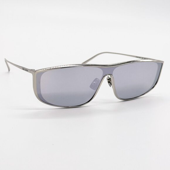 NEW SAINT LAURENT SL605 LUNA 003 SHIELD  SILVER SUNGLASSES SAINT LAURENT SL 605 - Picture 6 of 11